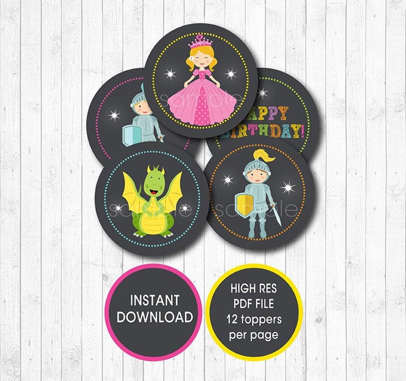 Princesses and Knights Cupcake Toppers Princesses and Etsy