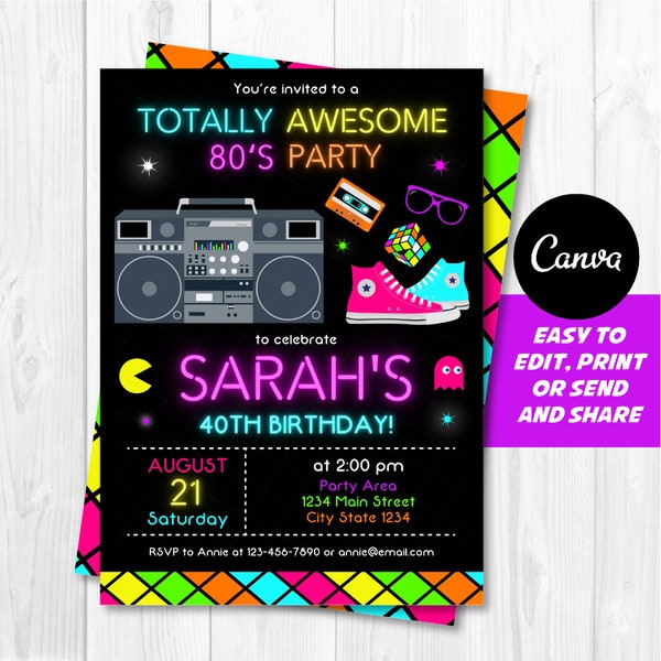 80s Party Invitation - Etsy