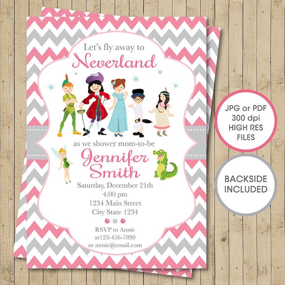 neverland baby shower invitations