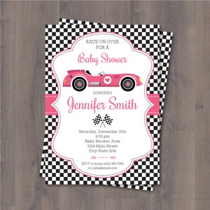 EDITABLE, Race Car Baby Shower invitation, Racing Car Invitation, Canva template, Blue, Pink, Red, INSTANT DOWNLOAD image 3