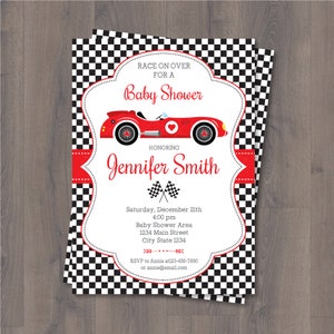 EDITABLE, Race Car Baby Shower invitation, Racing Car Invitation, Canva template, Blue, Pink, Red, INSTANT DOWNLOAD image 4