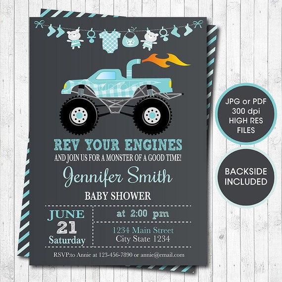 truck baby shower invitations