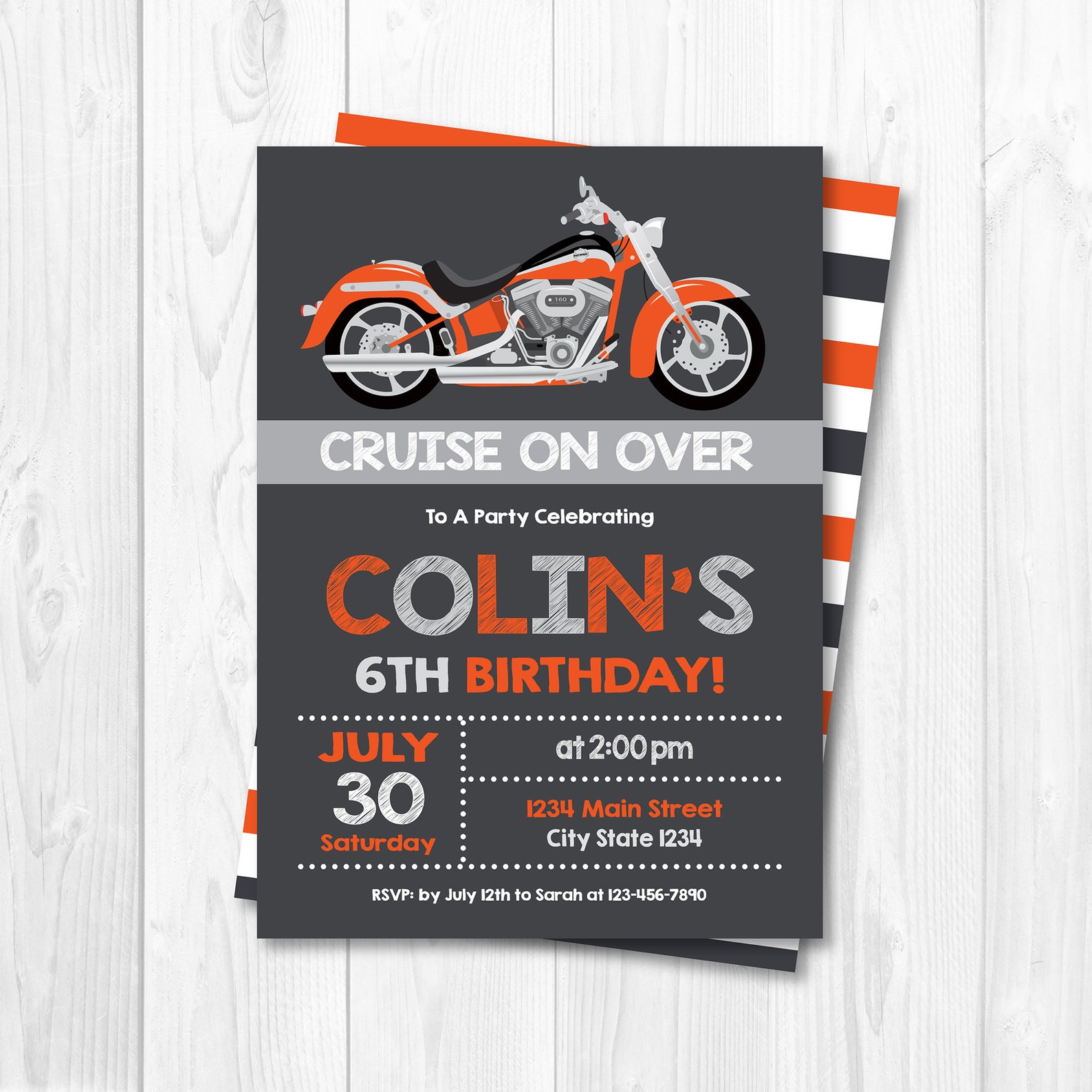 Editable Motorcycle Birthday Invitation Motorcycle Party | Etsy