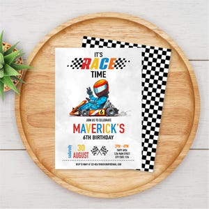 Editable Go Kart Birthday Invitation, Karting Invitation, Race Car Party, Canva template, INSTANT DOWNLOAD image 2