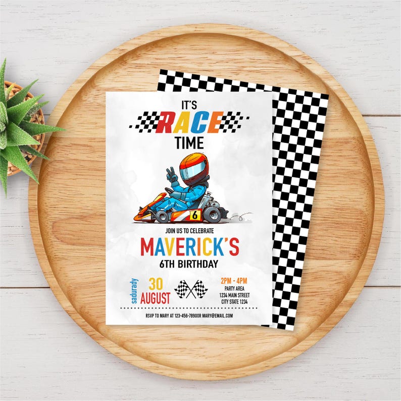 Editable Go Kart Birthday Invitation, Karting Invitation, Race Car Party, Canva template, INSTANT DOWNLOAD image 2