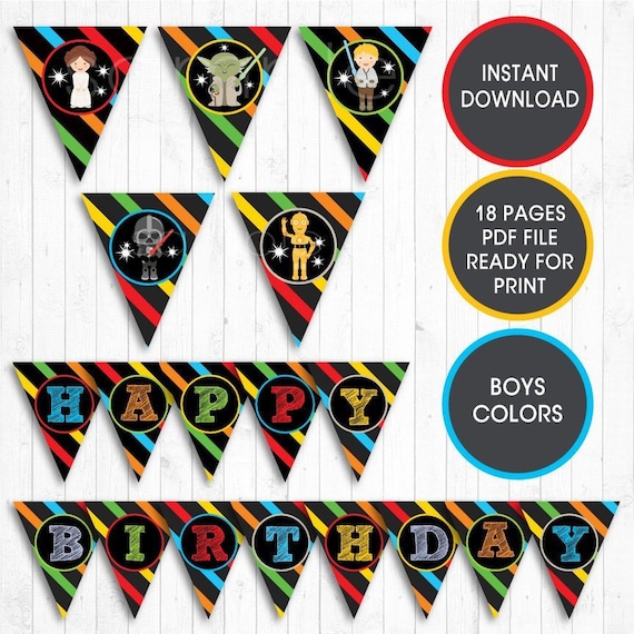 Star Wars Flag Banner Bunting Children/'s Birthday Party Decoration Boys Girls