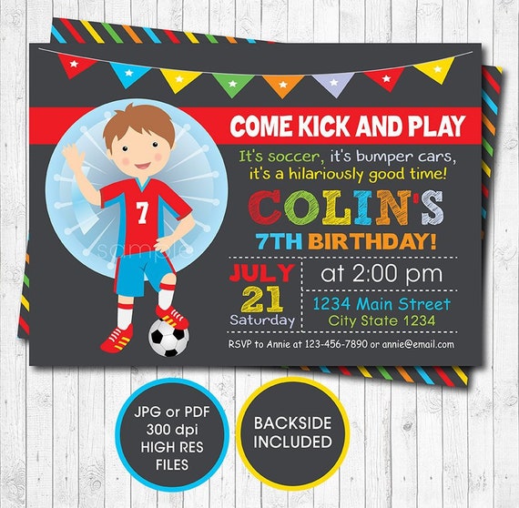 Bubble Soccer Birthday Party Invitations 6
