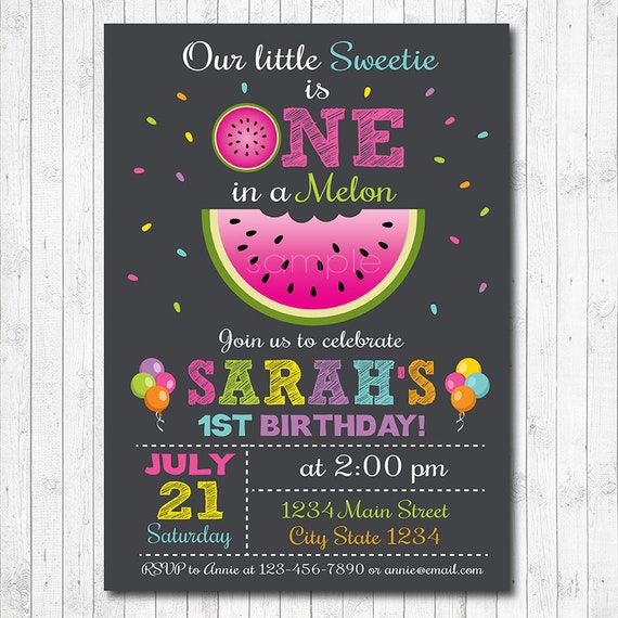 Download Paper Watermelon Birthday Invitation Party 1st Birthday Chalkboard Invitation Or Baby Shower Invite Printable Digital File 4x6 Or 5x7 Paper Party Supplies