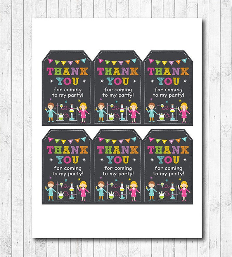 Mad Science Thank you tags, Birthday Favor tags, INSTANT DOWNLOAD image 2