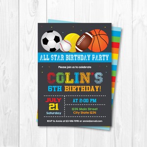 EDITABLE All-star Birthday Invitation All-star Party Sports - Etsy