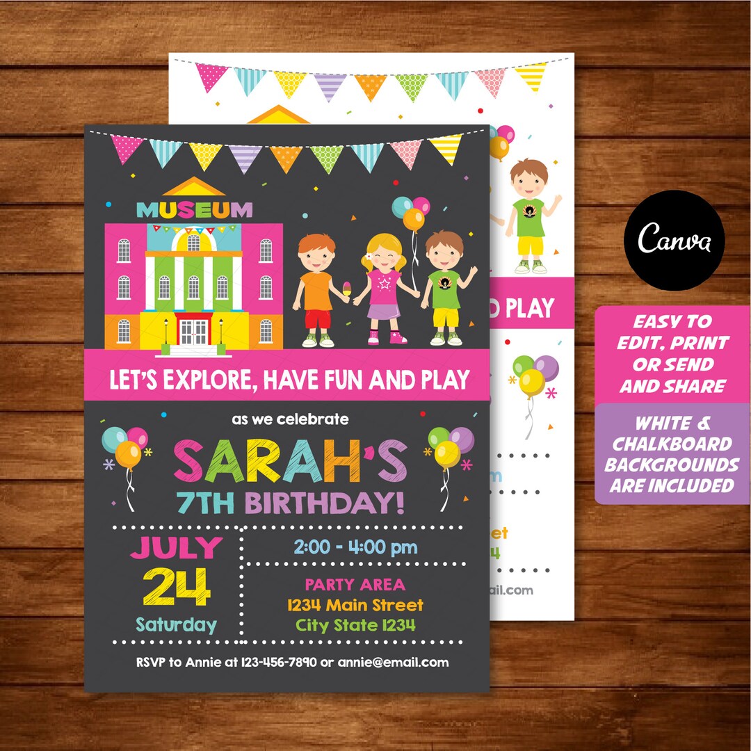 Editable, Children's Museum Birthday Invitation, Science Museum