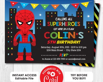 Spiderman Party Invitations Etsy