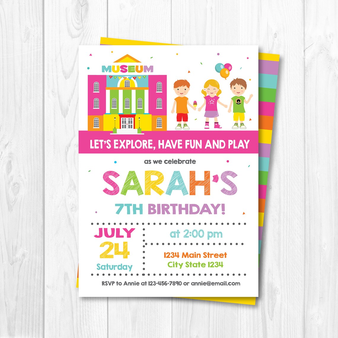 Editable Children's Museum Birthday Invitation Science Etsy