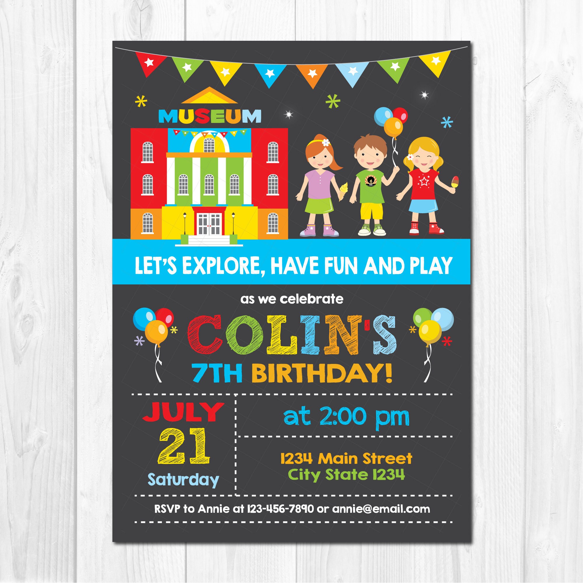 Children's Museum Birthday Invitation Science Museum Etsy