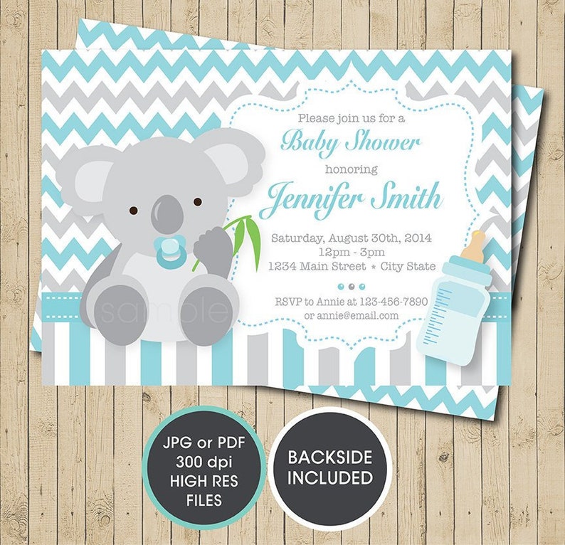 Koala Baby Shower Invitation Digital Printable Invitation Etsy Australia