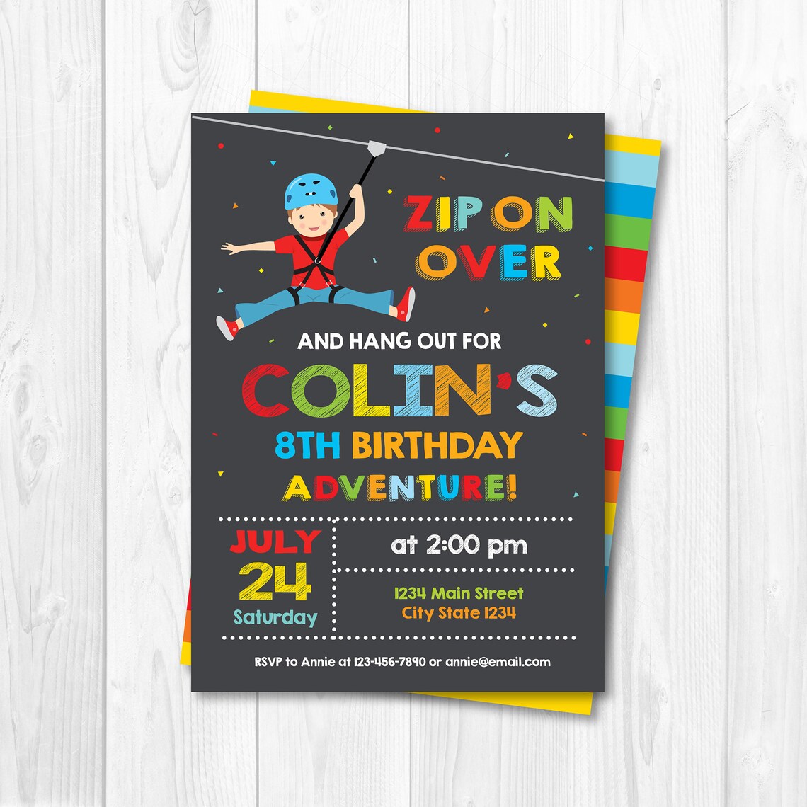 Editable Zipline Birthday Invitation Outdoor Adventure Etsy
