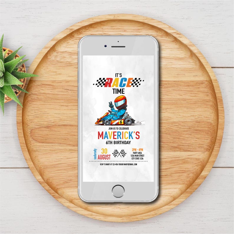 Editable Go Kart Birthday Invitation, Karting Invitation, Race Car Party, Canva template, INSTANT DOWNLOAD image 3