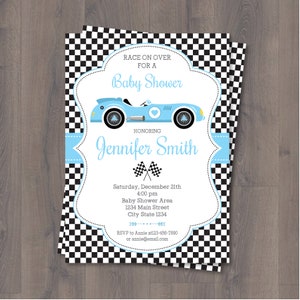 EDITABLE, Race Car Baby Shower invitation, Racing Car Invitation, Canva template, Blue, Pink, Red, INSTANT DOWNLOAD image 2