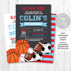 Editable All Star Birthday Invitation Sports Invitation - Etsy