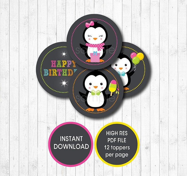 Penguins Cupcake Toppers Penguins Stickers INSTANT DOWNLOAD | Etsy