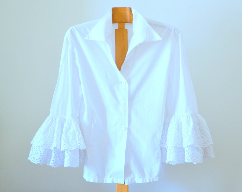 vintage white blouse french 1950 boho chic
