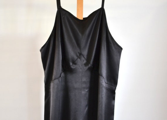 women's silk satin dress / lingerie / black/1950s - image 6