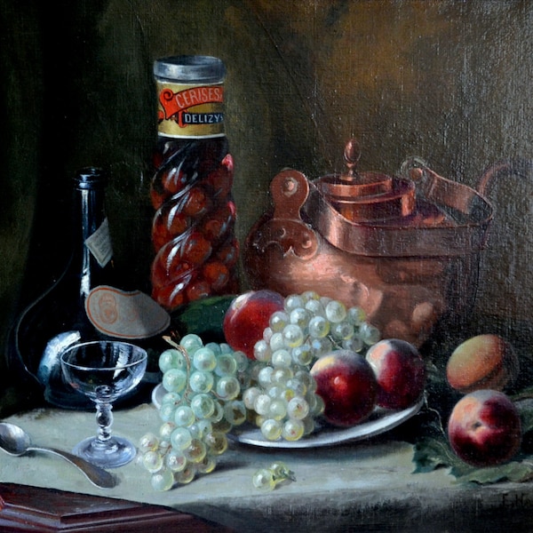 Peinture à l'huile nature morte fin 19ème Français