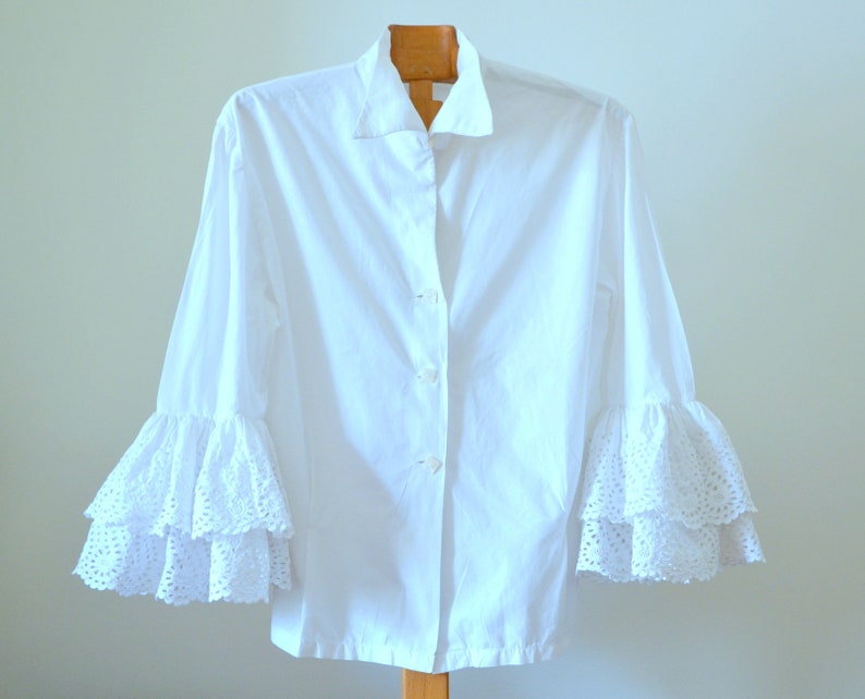vintage white blouse french 1950 boho chic