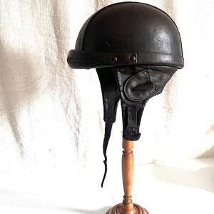 bowl helmet motorcycle Vintage Sable Paris Motocycle Bowl Helmet in Brown Leather