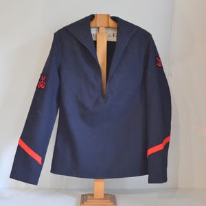 Navy blue French military sailor shirt in wool cloth