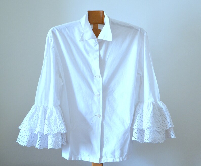 vintage white blouse french 1950 boho chic