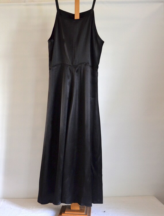 women's silk satin dress / lingerie / black/1950s - image 8