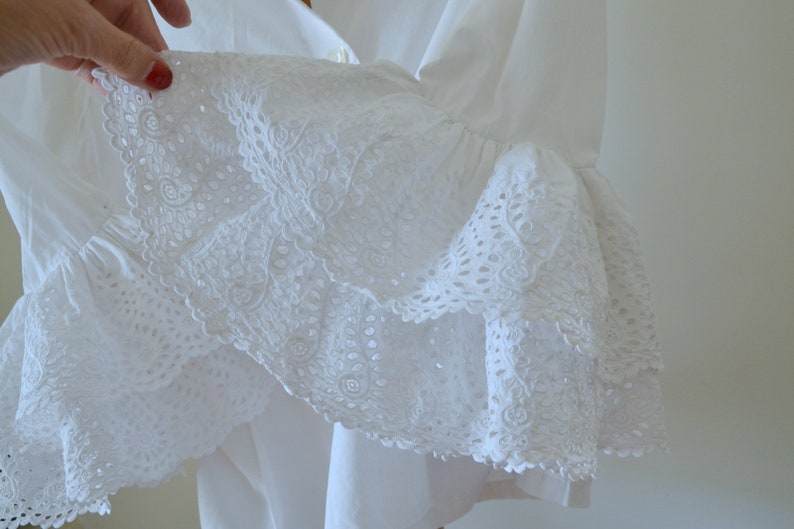vintage white blouse french 1950 boho chic