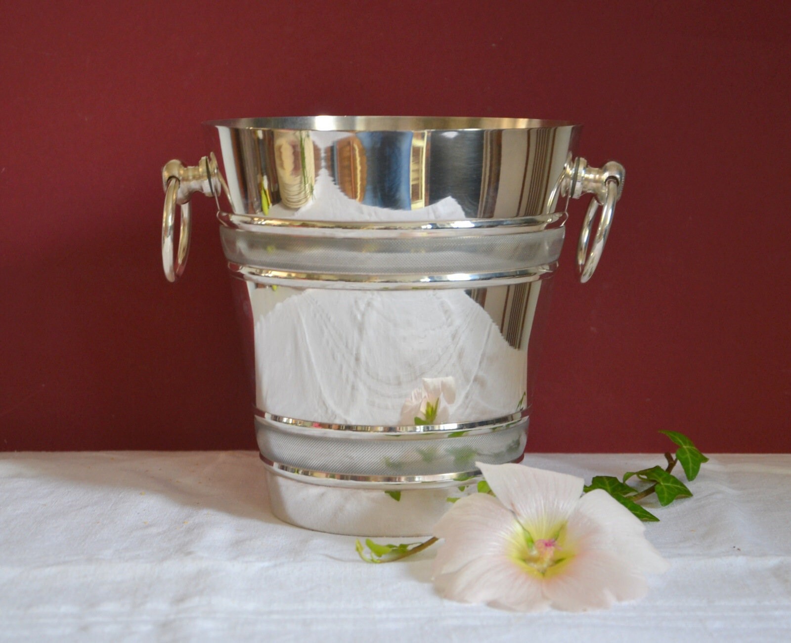 Seau à Champagne Français Métal Argenté Vintage
