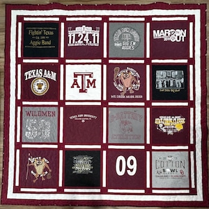Traditional T-Shirt Quilt   **DEPOSIT ONLY**   Memory Quilt, Graduation Quilt, Christmas Quilt, Keepsake Quilt