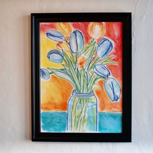 Tulpenstudie - Acryl auf Papier - Originalkunstwerk