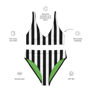 BIKINI SET | GIRL Two Piece | Simple Sophistication Black and White Stripe Bikini Set | Minimalist Elegance for Poolside Perfection 11:11