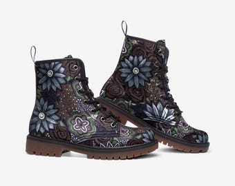 Bliss Eternal Lightweight Boot - Faux Leather - Rubber Sole - Floral Footwear Kelli Bickman Wearable Art II:II Style
