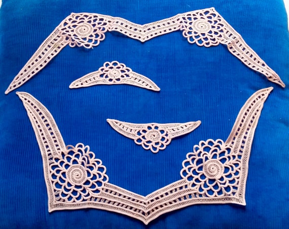 2 lace lace collars and crocheted salmon pink yarn