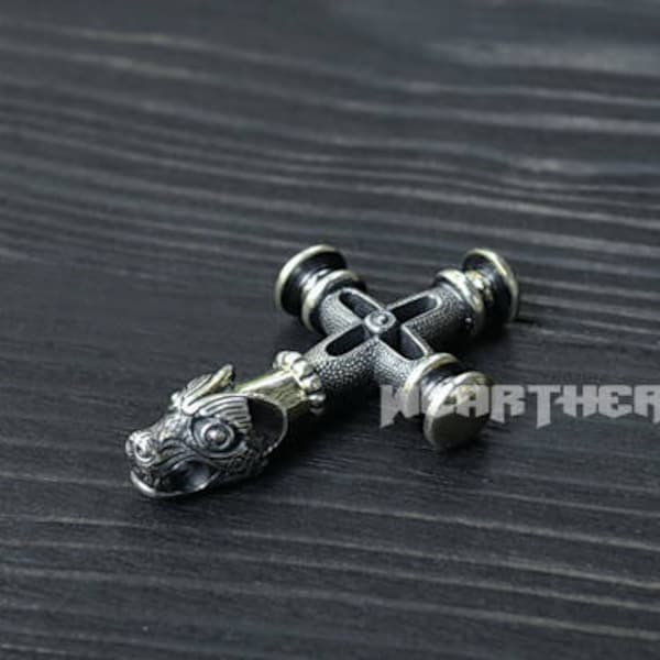 Thor's Hammer Wolf cross Necklace  Pendant Viking Norse Mjollnir