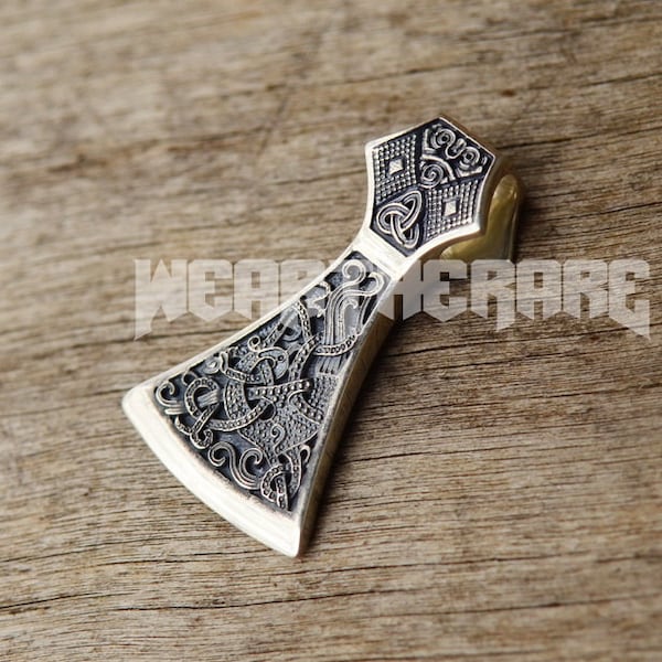 Viking Warrior Axe Norse Jewelry Mammen Style Small Silver Pendant