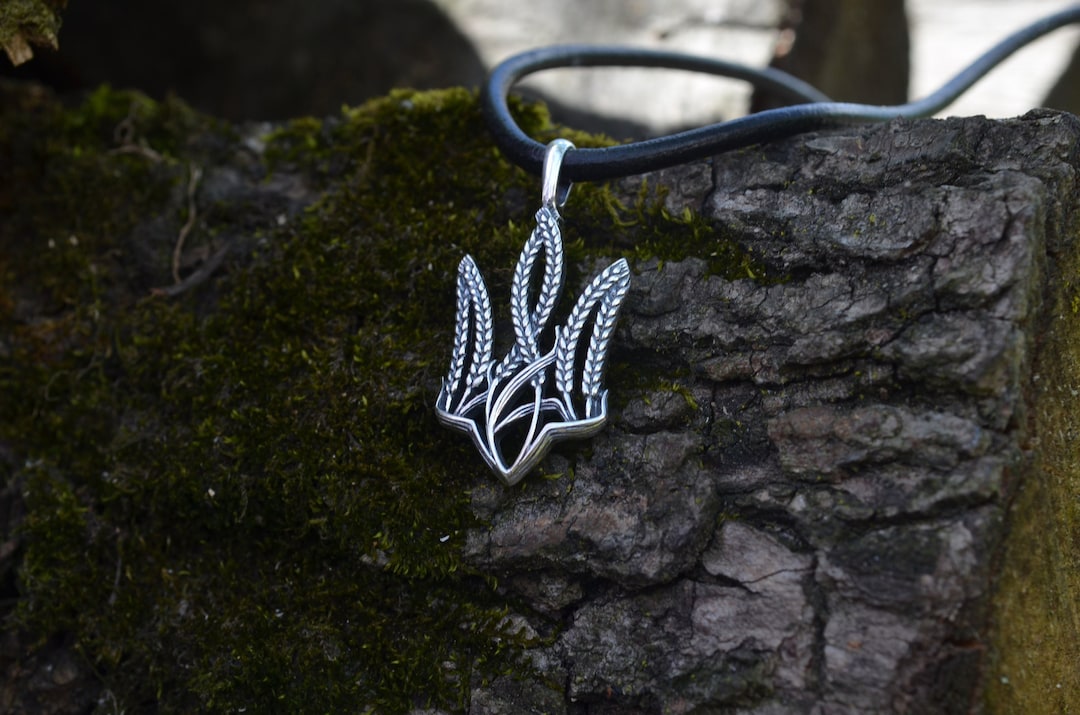 Серебряный кулон "Тризуб" Украинский трезубец - Etsy