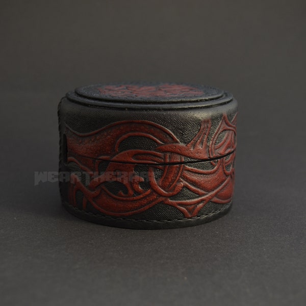 Viking Treasure Box Handtooled leather box in Oseberg Style