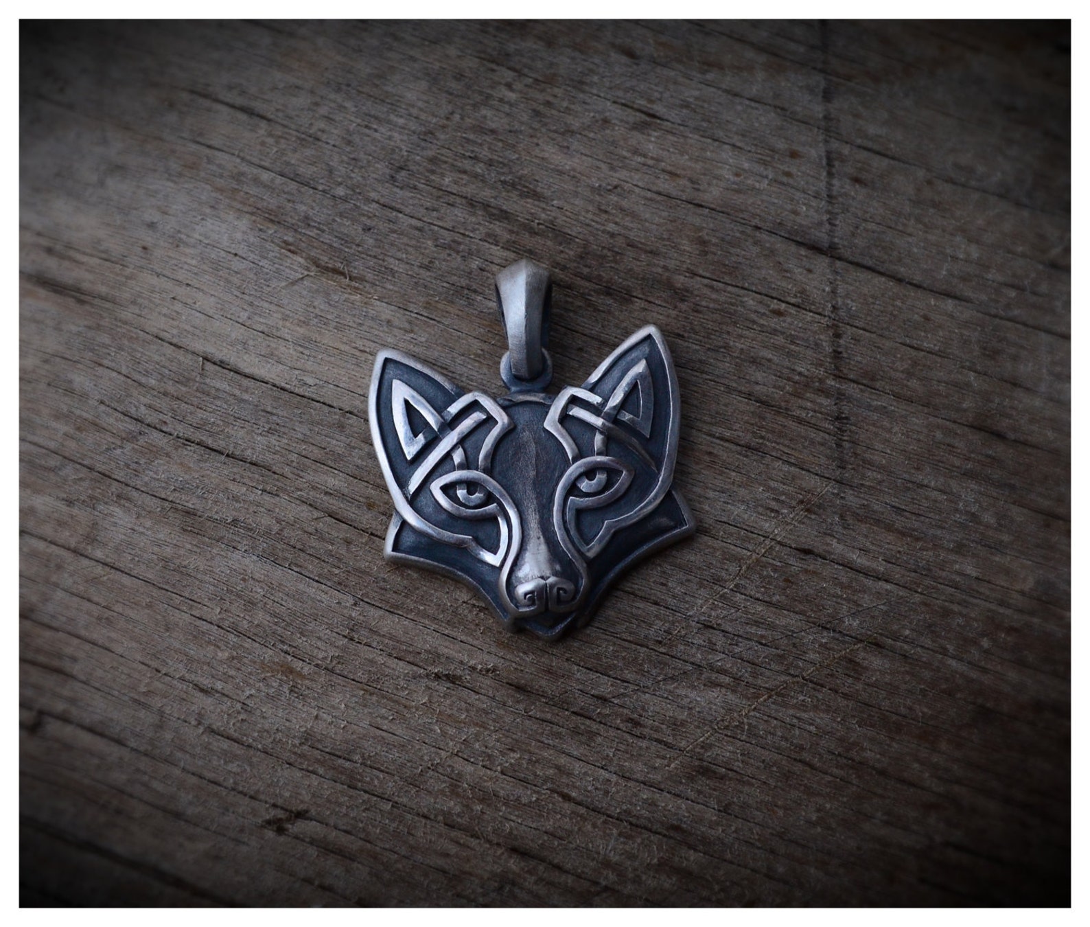 Silver Fox Head Necklace Pendant Celtic Animal Jewelry Etsy