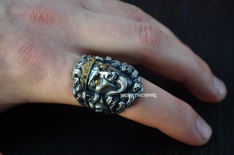 Medusa Gorgon Silver Ring