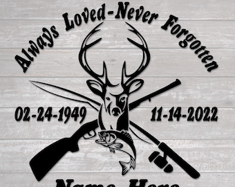 Always Loved Never Forgotten Sportsman Hunting Fishing Memorial vinyl decal in loving memory
