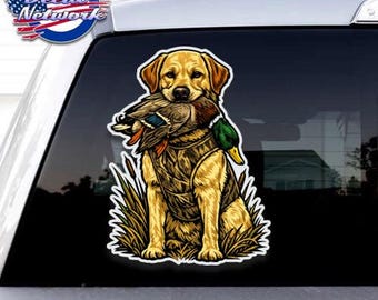 Blonde Labrador Retriever Duck Hunting Mallard Vinyl Decal 7.5" x 10" sticker car truck vehicle glass will stick to any clean smooth surface
