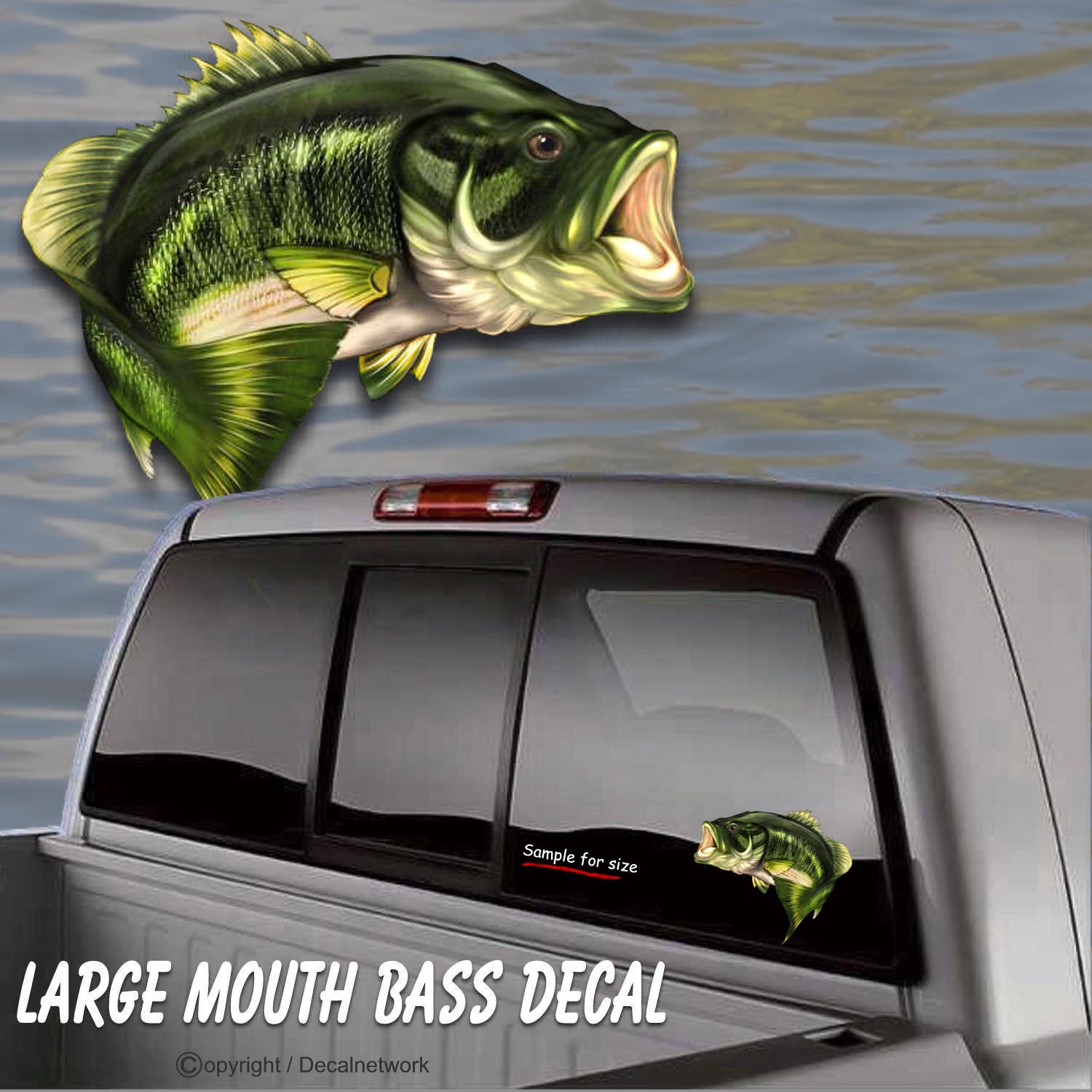 Large Mouth Bass Fish Fishing Vinyl Decal 6.5x 7.5 Truck Car Suv Window  Sticker 