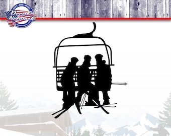 Chairlift snow skiing ski vinyl decal car truck suv window sticker