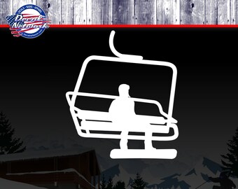 Snowboarder chairlift snowboard skiing vinyl decal car truck suv window sticker